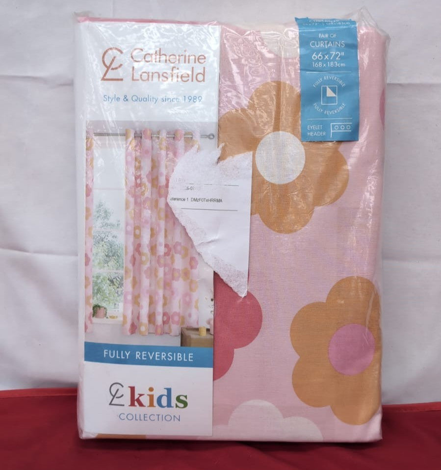 Catherine Lansfield Retro Daisy 66x72" Fully Reversible Eyelet (pack damaged)