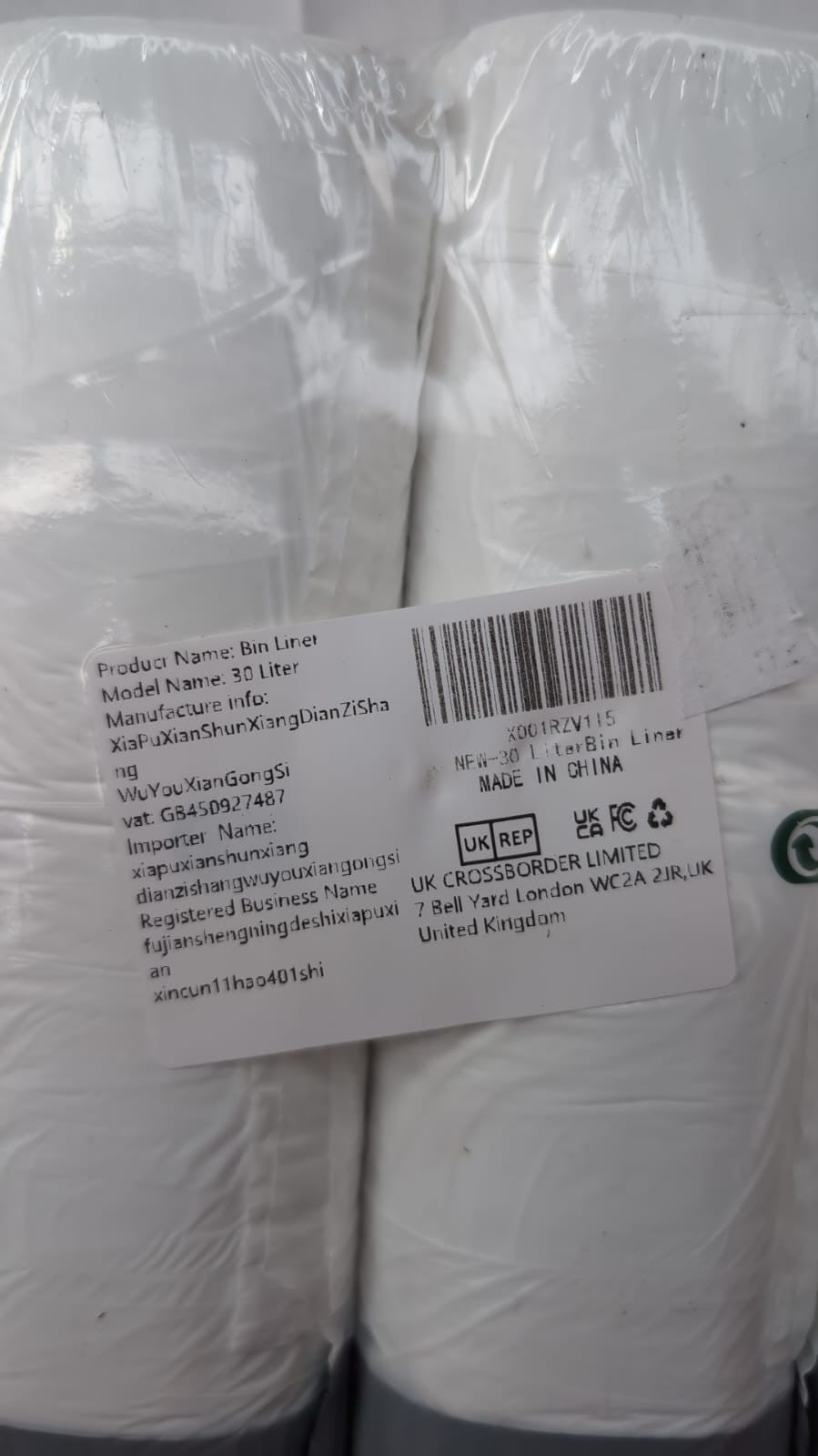 30 Liter Bin Liners Drawstring Garbage Bags Thickened Stretchy (Approx 100 pack)