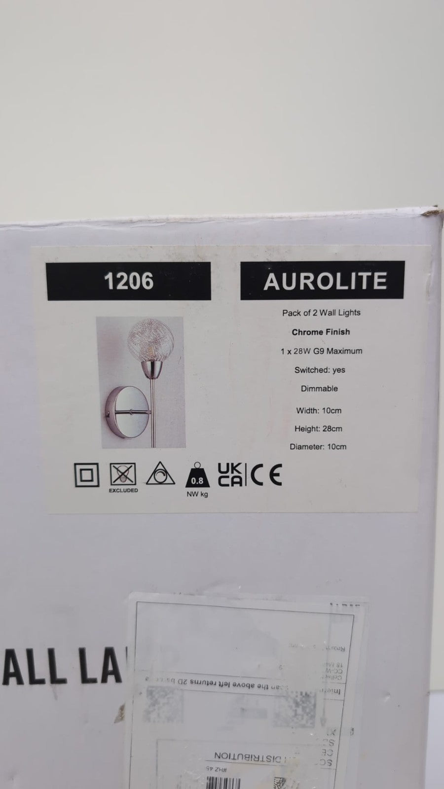 Modern Wall Lights Set of 2, BOLLA Wall Lamp, G9 Bulb Cap(box damaged)