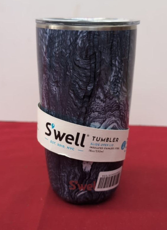 S'well Tumbler with Lid 530ml Azurite Marble,Vacuum-Insulated (PACKAGING DAMAGE)