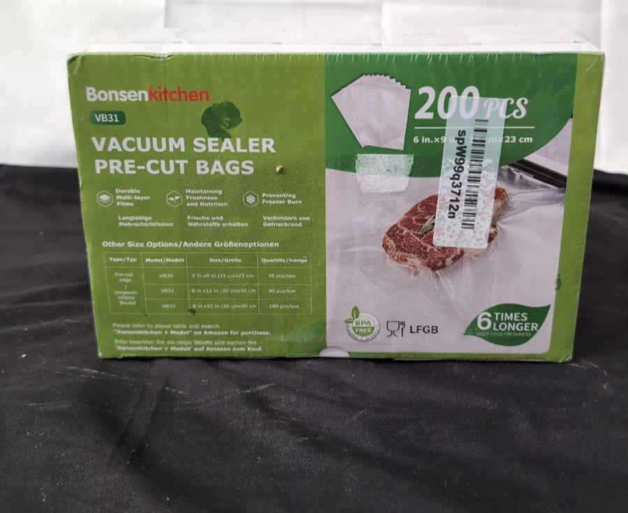 Bonsenkitchen Precut Vacuum Sealer Bags, 200 Pcs 15 x 23 CM Food Sealer BagsVB31