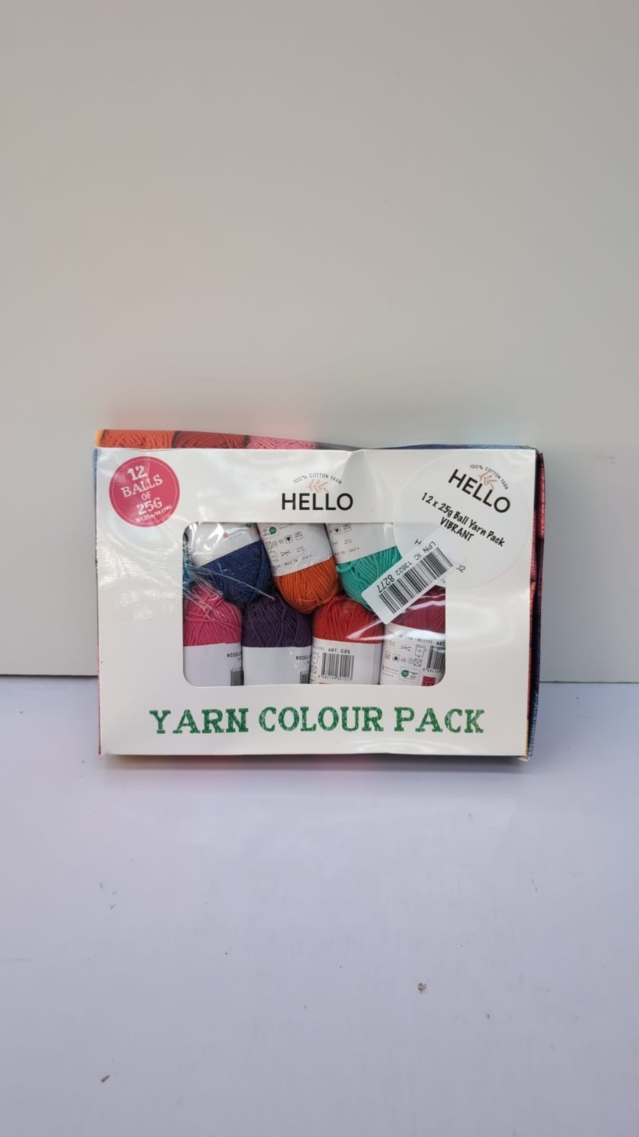 Hello 100% Cotton 12 Ball Yarn Pack - Vibrant (BOX DAMAGED)