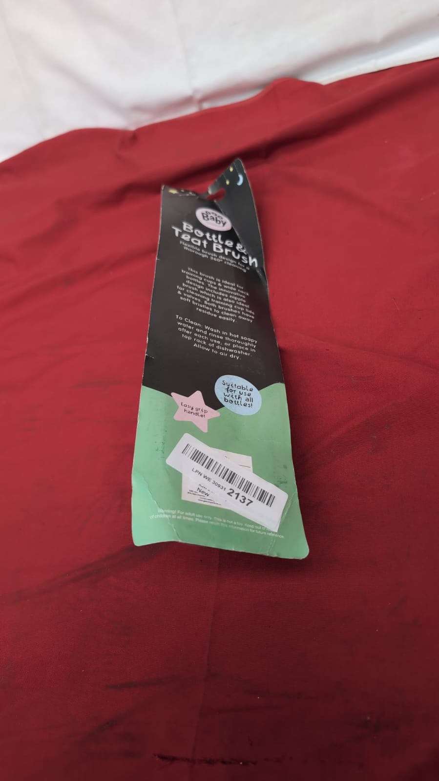 2 in 1 Bottle And Teat Brush With Easy Grip Handle (packaging damaged)