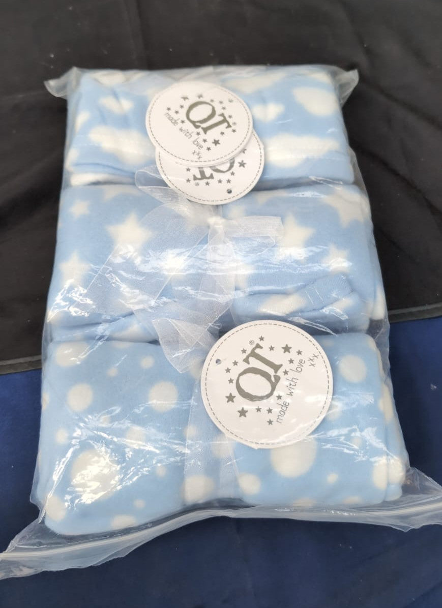 BBsky Set of 3  Unisex Newborn Super Soft Fleece Blankets, (packaging damaged)