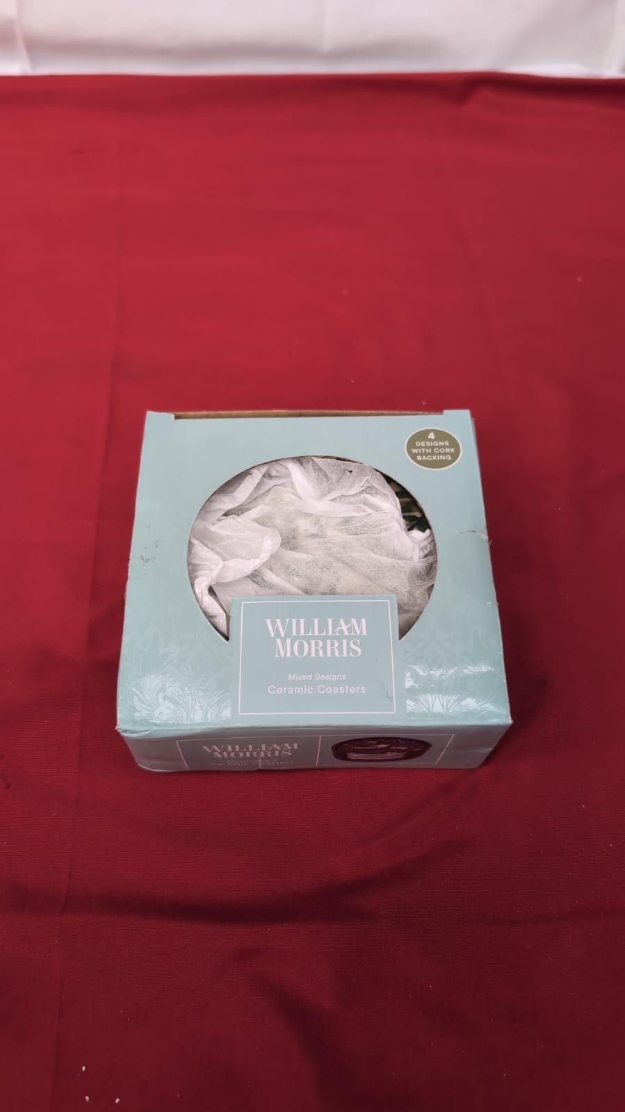 William Morris Floral Set of 4 Coasters Absorbent Ceramic Drink Mats