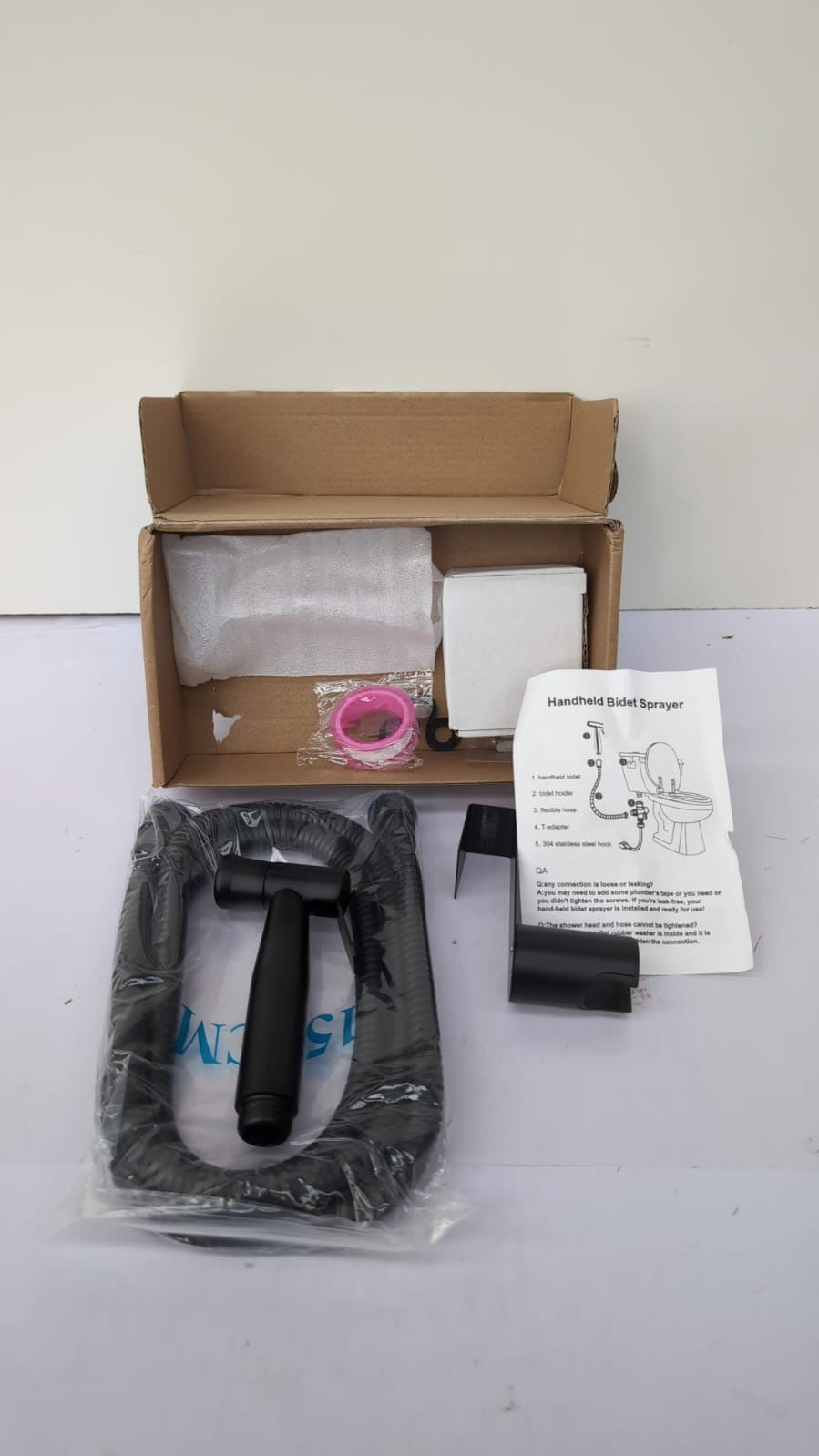 Black Toilet Bidet Sprayer Kit. Set Hand Hold Stainless Steel for Bathroom