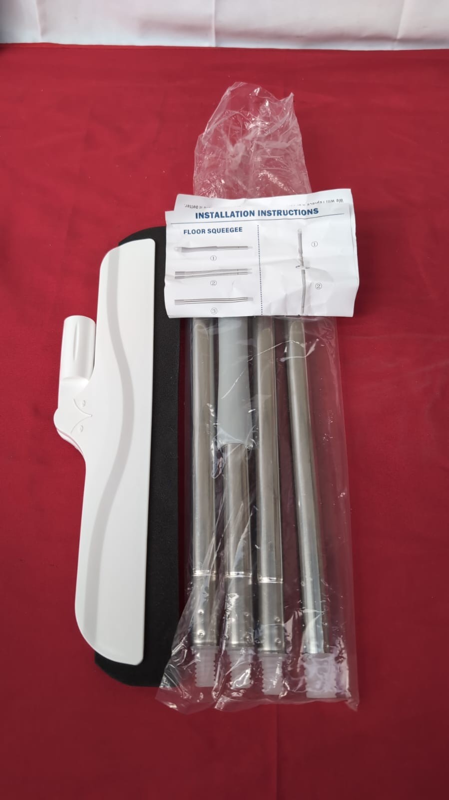 Mitclear Floor Squeegee with Adjustable Handle(50IN), Foam Squeegee Mop