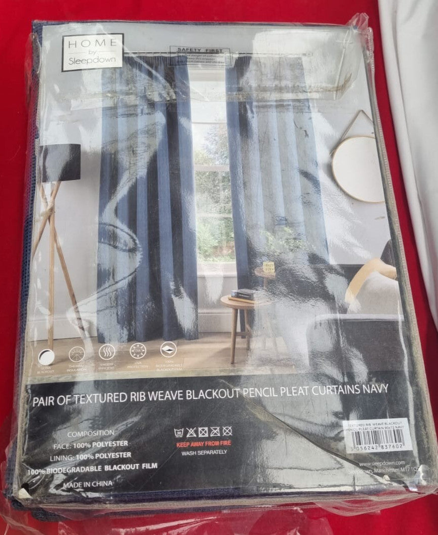 Sleepdown Textured Rib Weave Pencil Pleat Blackout Lined (package damaged)