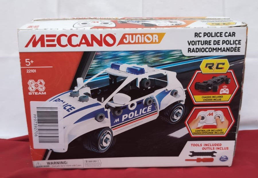 MECCANO Junior, RC Police Car with Working Boot and Real Tools, Toy Model