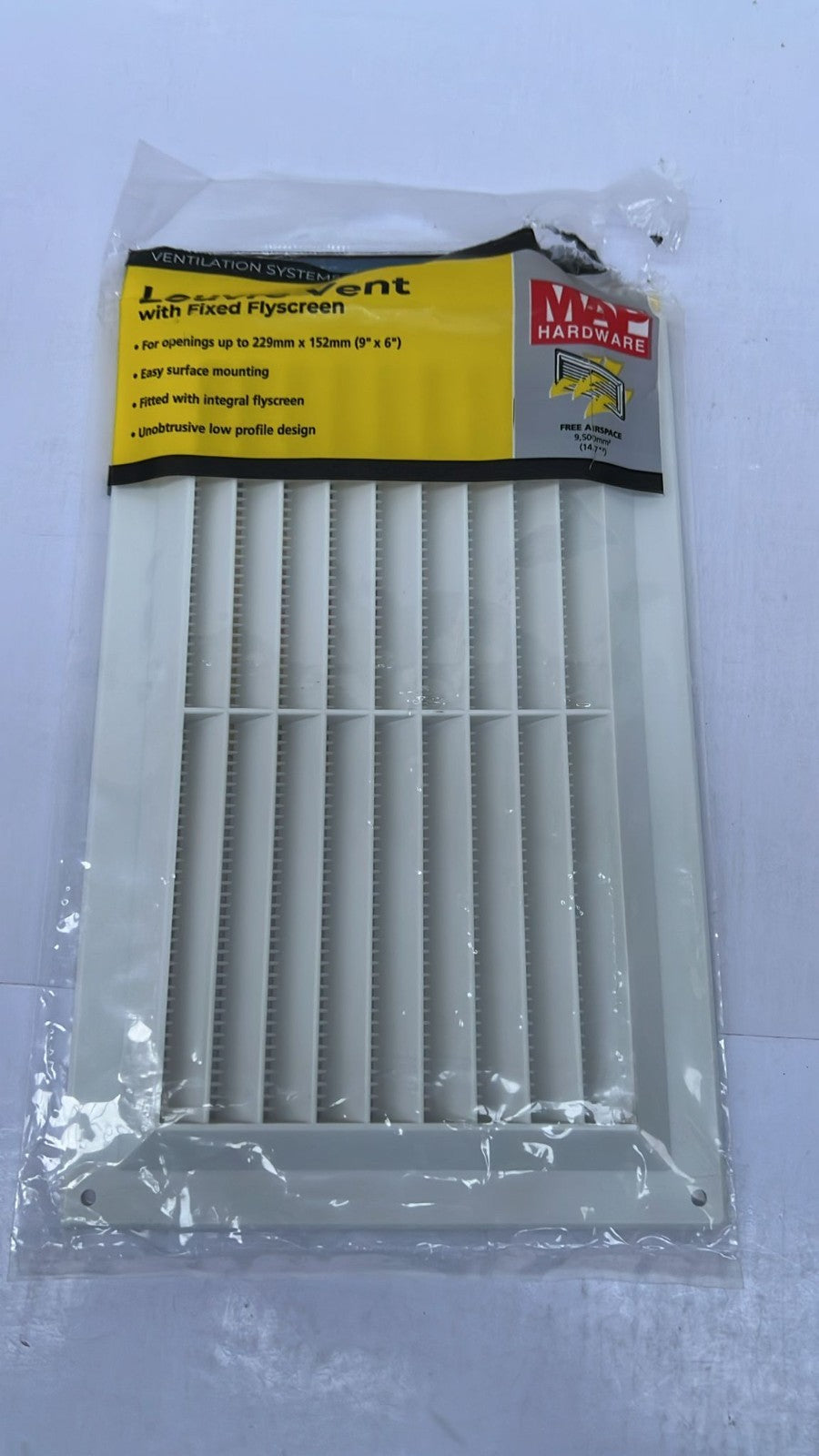 Map White Louvre Vent 229 x 152mm (9"x6") with Detachable Flyscreen