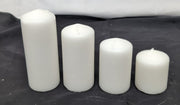 Smooth Pillar Candles - Set of 4 -Various (Sizes 12-10-8-6 cm)