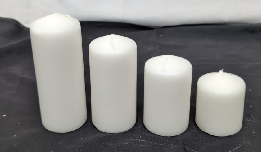 Smooth Pillar Candles - Set of 4 -Various (Sizes 12-10-8-6 cm)