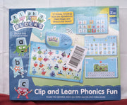 ALPHABLOCKS - Clip & Learn Phonics Fun Toy Develop Letter Sounds (box damaged)