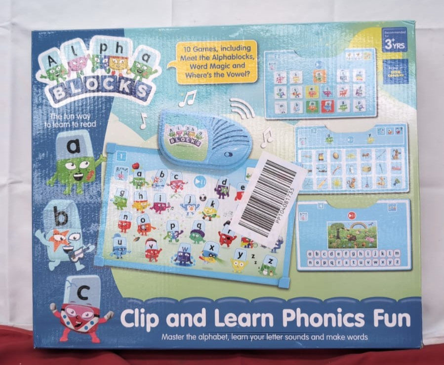 ALPHABLOCKS - Clip & Learn Phonics Fun Toy Develop Letter Sounds (box damaged)