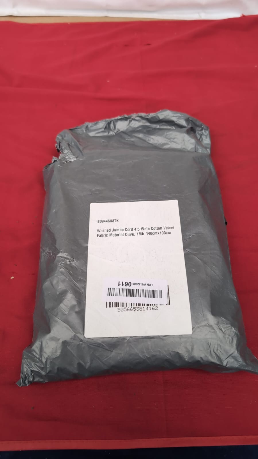 Washed Jumbo Cord 4.5 Wale Cotton Velvet Fabric Material Olive, 1Mtr 140cmx100cm