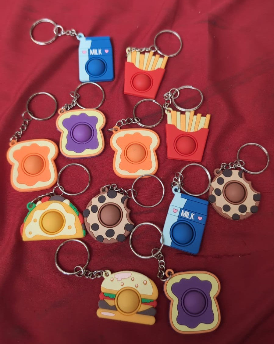 12 Pieces of Simulated Food Keychains, Interesting Keychains