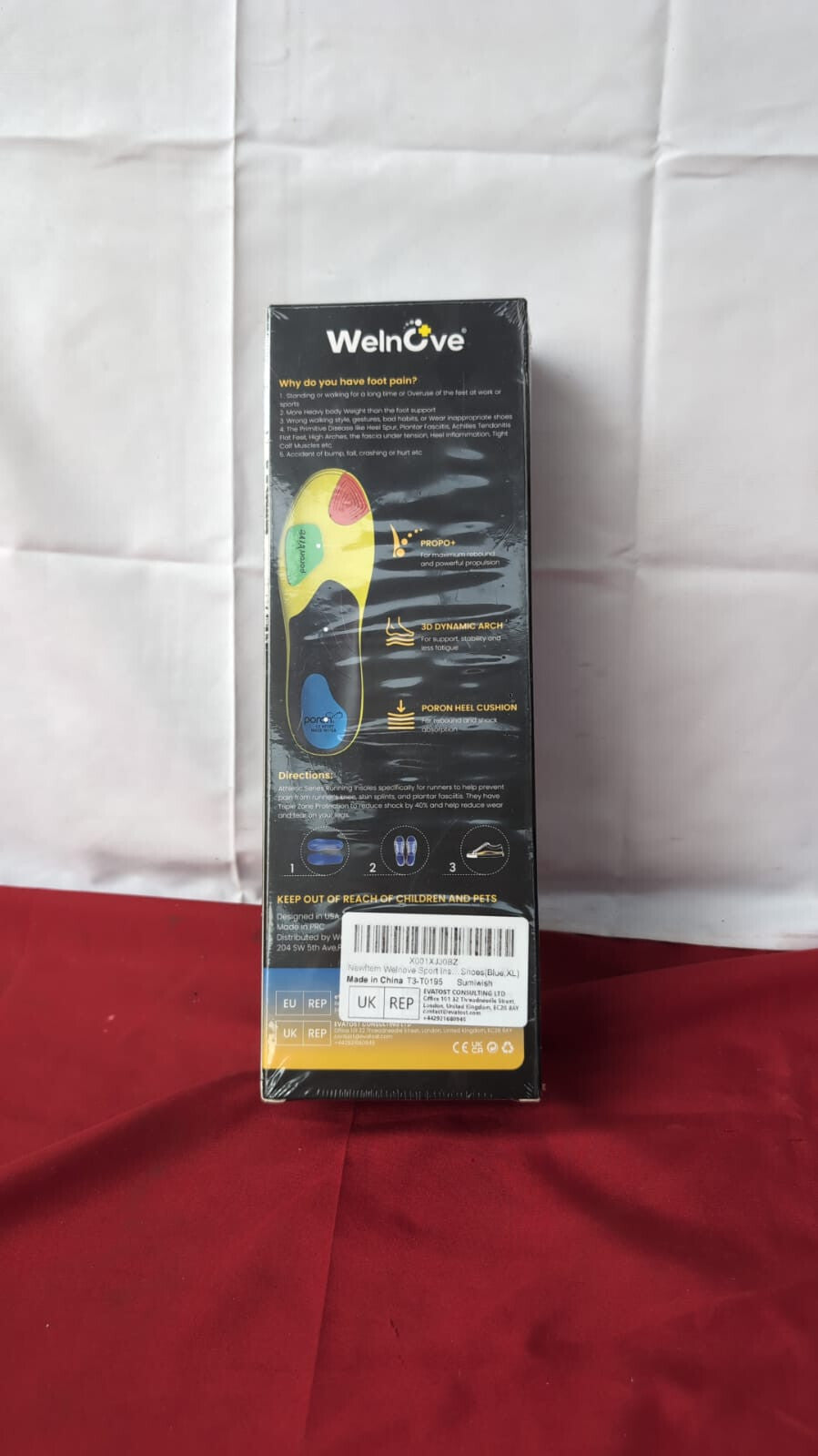 Plantar Fasciitis Relief Orthotics Insoles - Welnove Cushion for Running XL