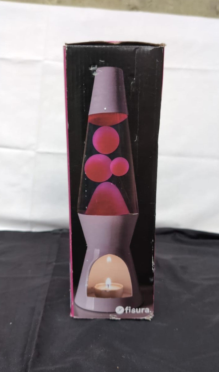 Fisura Lava Lamp with Candle. Electricity-Free Lamp,Pink,(BOX DAMAGED)