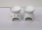 Essential Oil Burners Set of 2, Ceramic Wax Melt Burners White