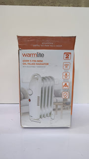 Warmlite  5 Fin Oil Filled Radiator with Adjustable Thermostat 650W, White(USED)
