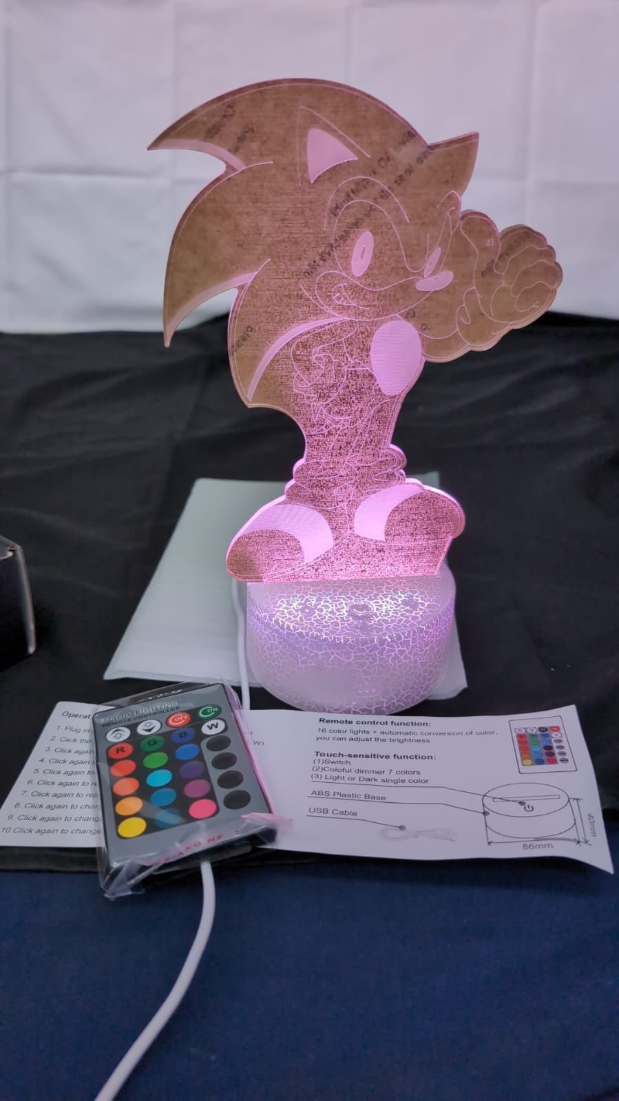 Night Light for Kids, Sonic the hedgehog,16 Colours Change & Remote Control