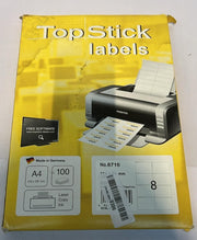 TopStick 8716 Multi-Purpose Labels, 8 Labels Per A4 Sheet (PACKAGING DAMAGED)