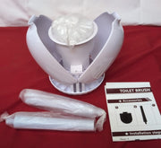 Silicone Toilet Brush and Holder Set Bathroom Cleaner  Modern Design Deep White