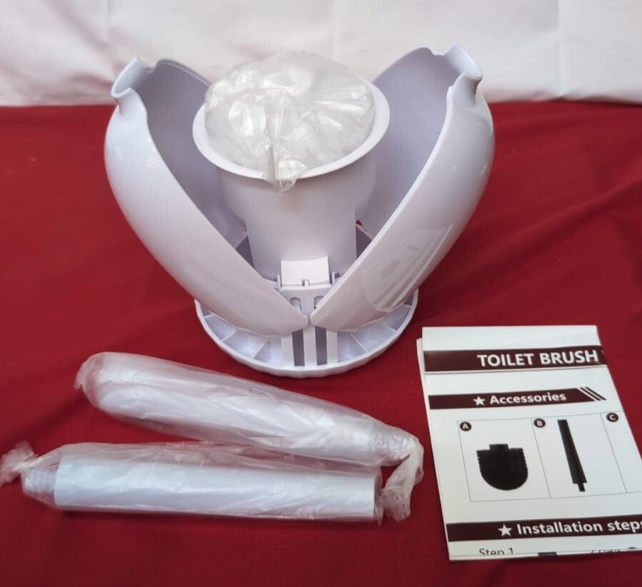 Silicone Toilet Brush and Holder Set Bathroom Cleaner  Modern Design Deep White