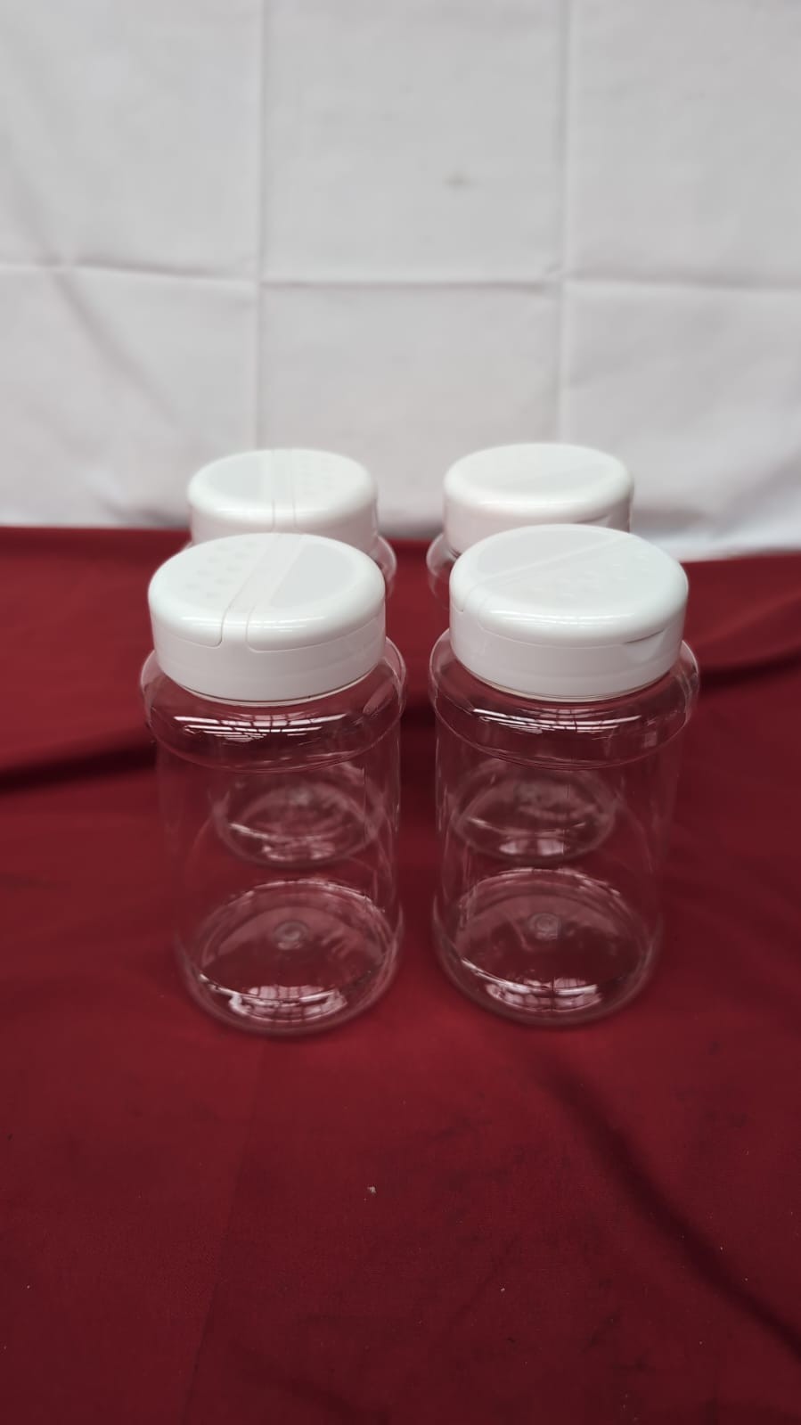 4 Clear Plastic Spice & Herbs Storage Jars with Shaker Lids - Large Food