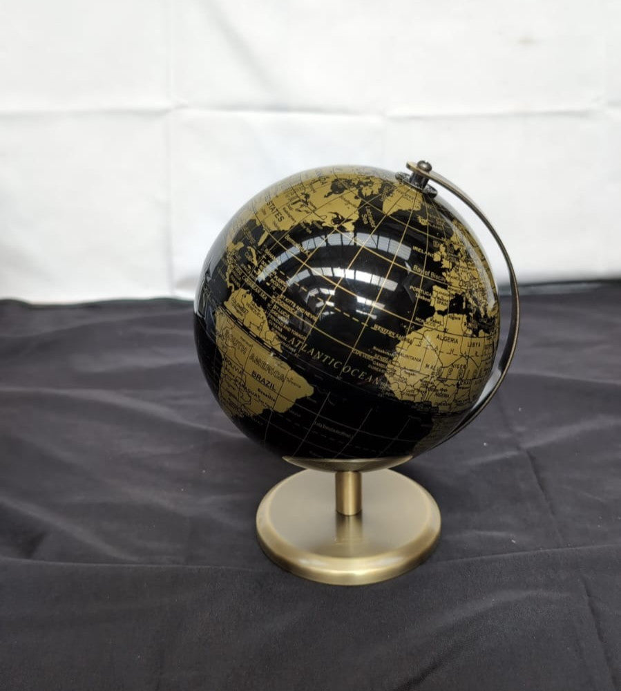 Exerz 14cm World Globe - Mini Globe Modern Desktop (Black/Gold)