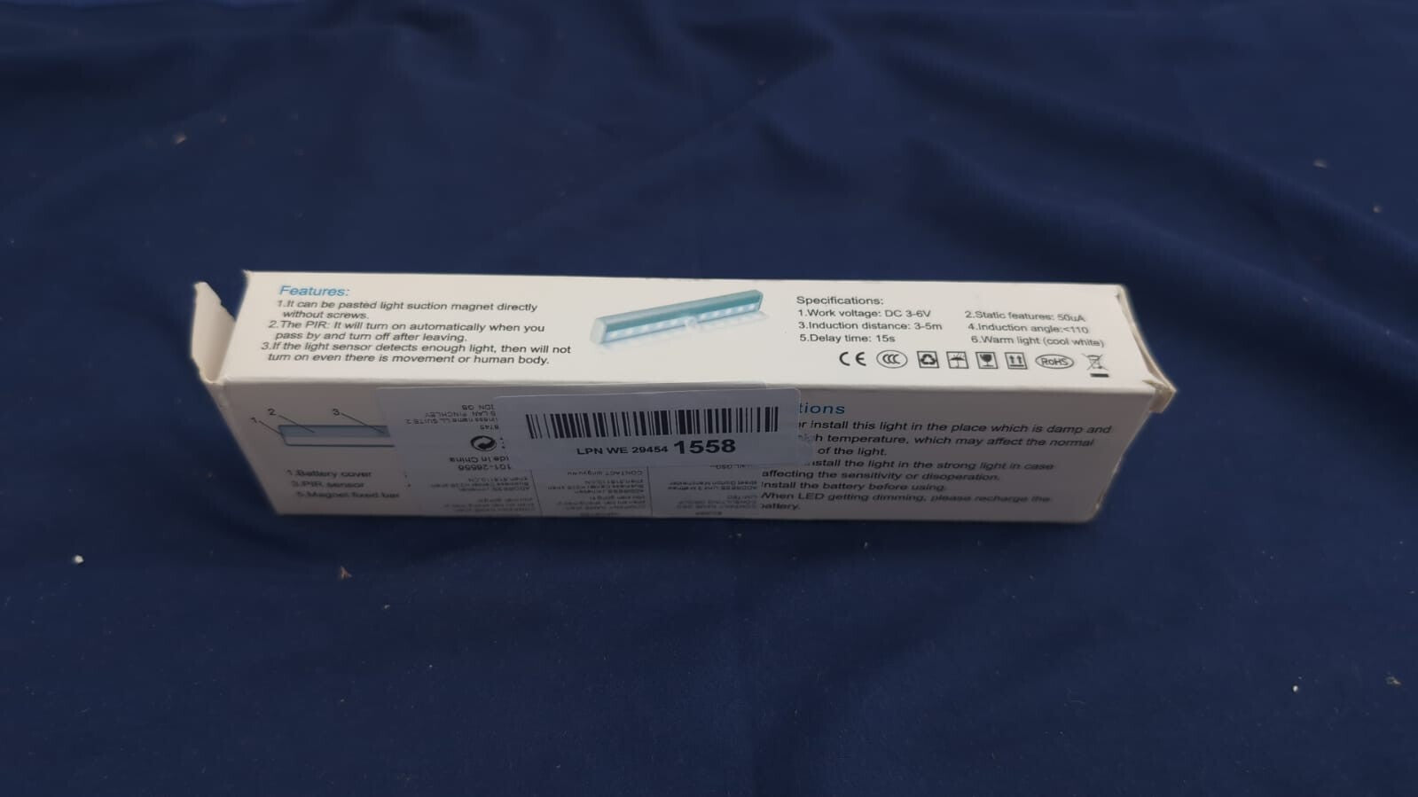 Jinlaili Wireless Under Cupboard Lights, LED Motion Sensor (packaging damaged)