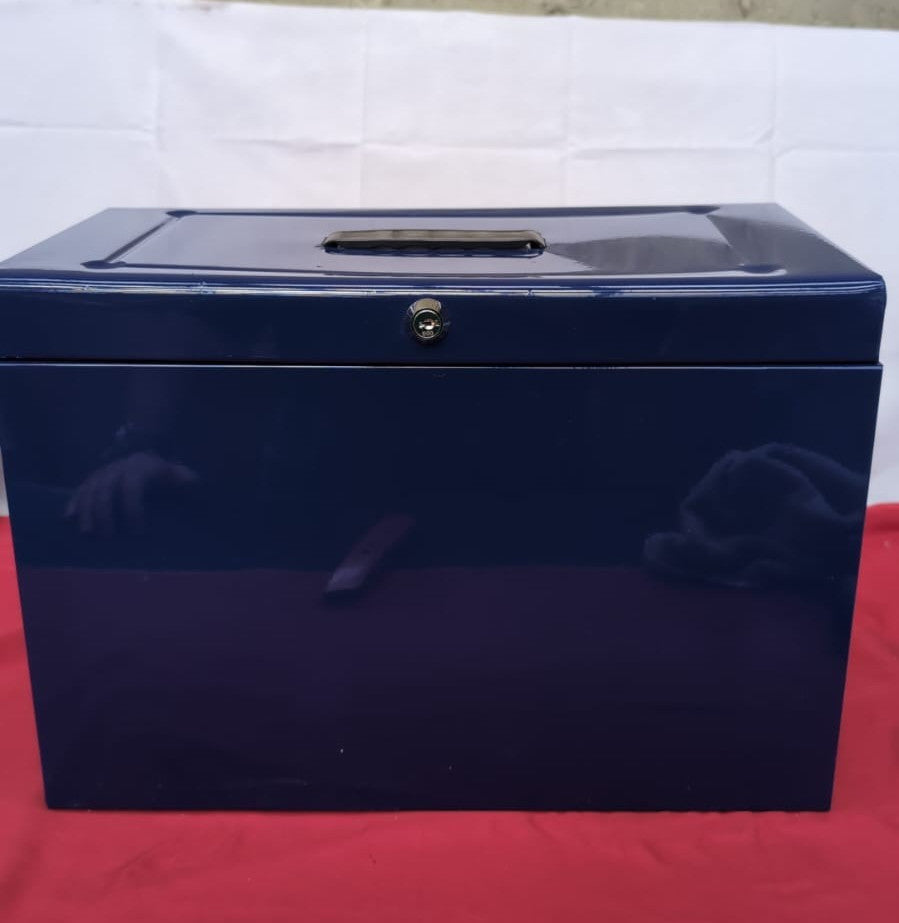 A4+ (Foolscap) Steel File Box - Blue 30 x 24 x 45cm (slightly scuffed)