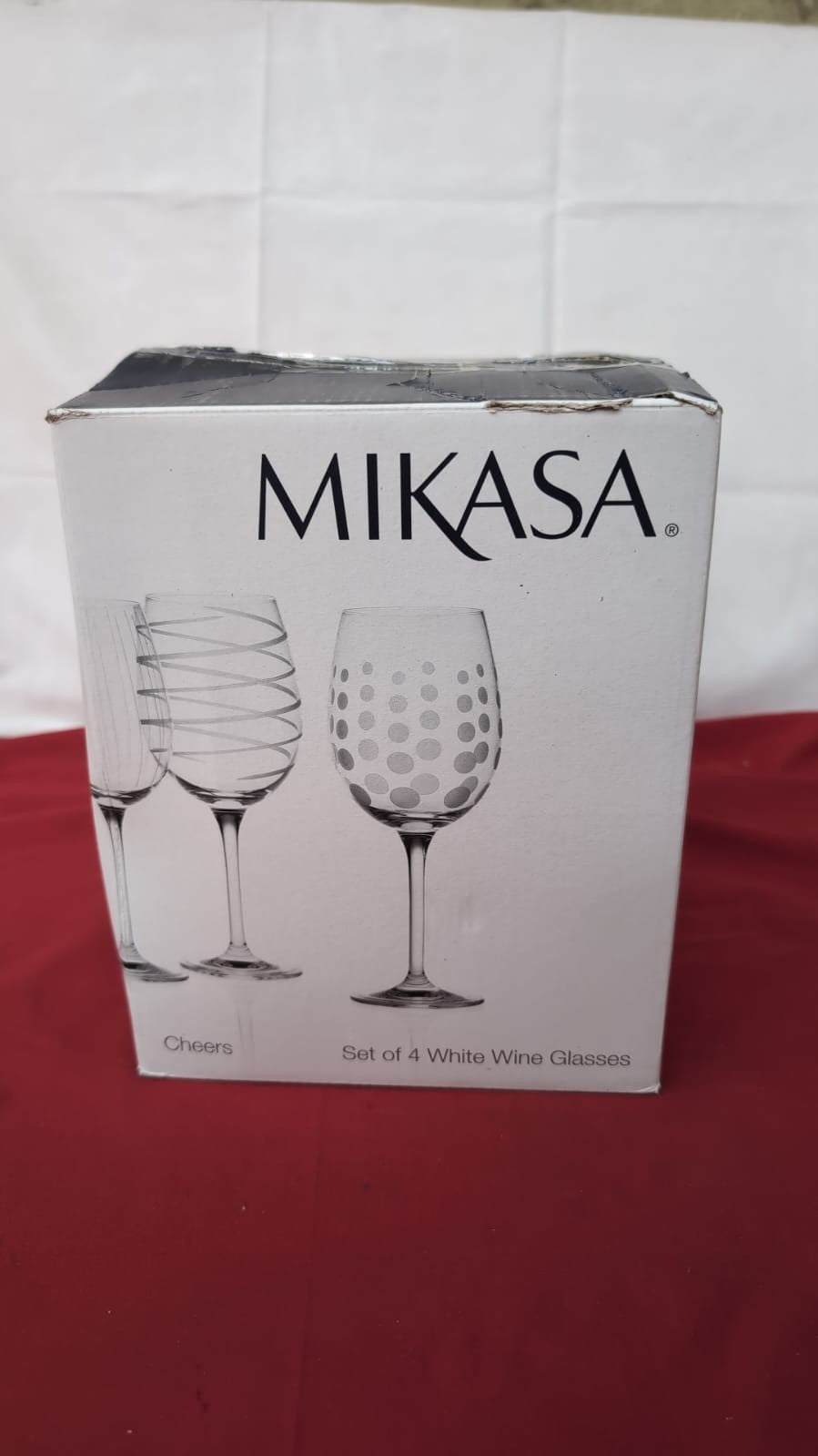 MIKASA “Cheers” Set of 3 Crystal White Wine Glasses, (3 PACK ONLY)
