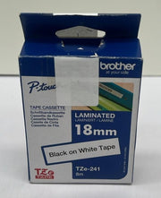 Brother TZe-241 Labelling Tape Cassette, 18 mm (W) x 8 m (L) (BOX DAMAGED)