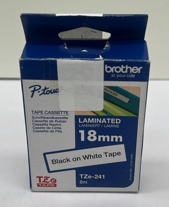 Brother TZe-241 Labelling Tape Cassette, 18 mm (W) x 8 m (L) (BOX DAMAGED)