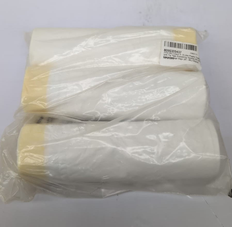 Bin Liners 3-5 Litre Plastic Trash Bags with Tie Tape Drawstring Handles 100PCS