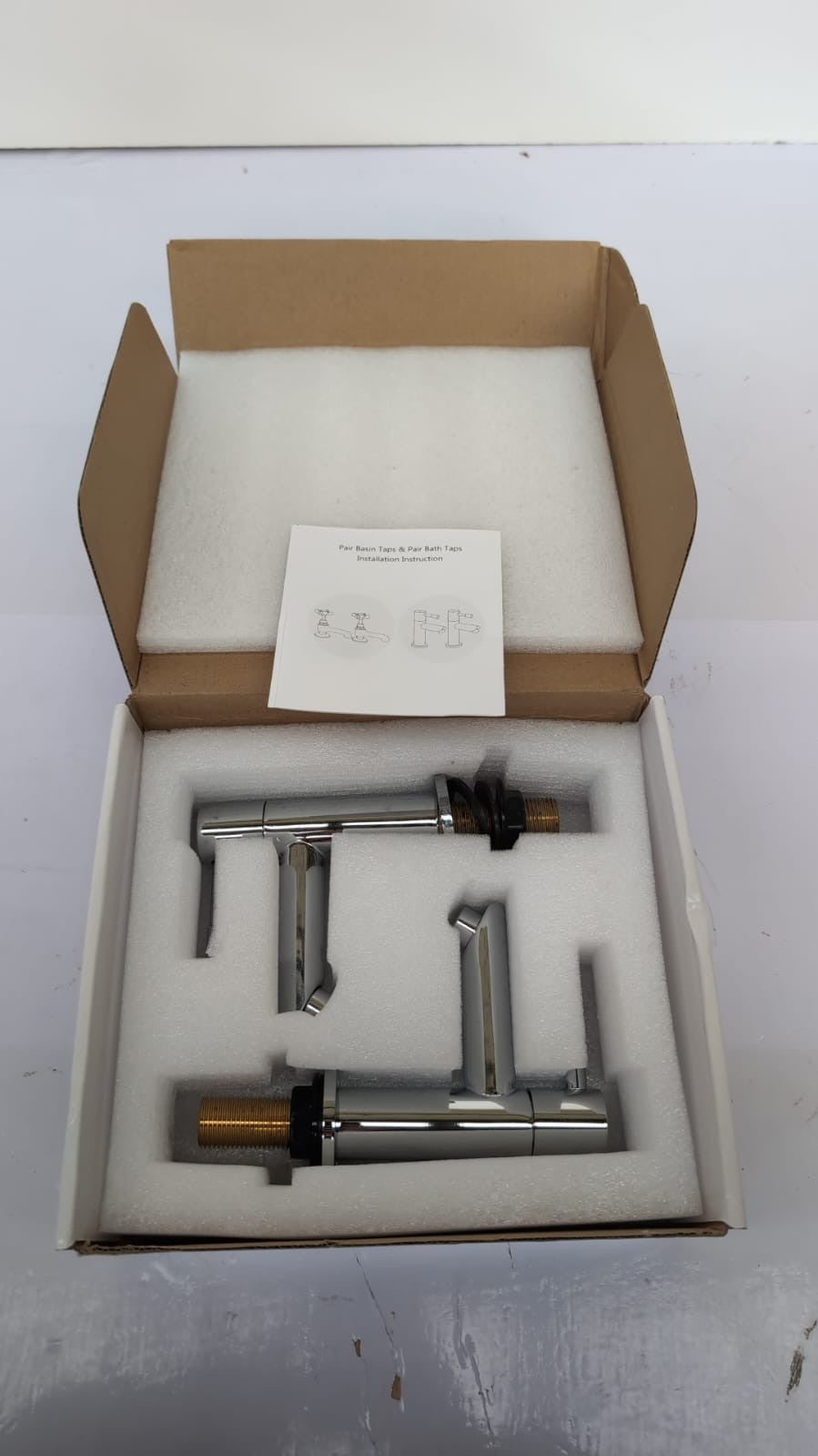 Basin Taps Pair Twin Bathroom Sink Taps Traditional Two Holes (USED)