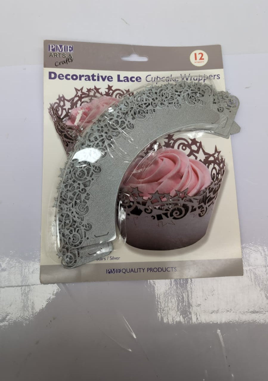 PME Silver Stars Cupcake Wrappers, Pack of 12(packaging damaged)