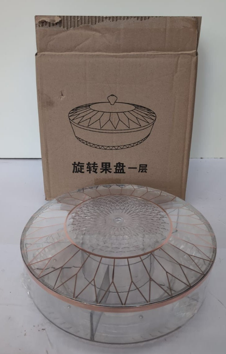 Goaste Rotating Snack Tray with Lid Plastic Divided Serving Dishes (BOX DAMAGED)
