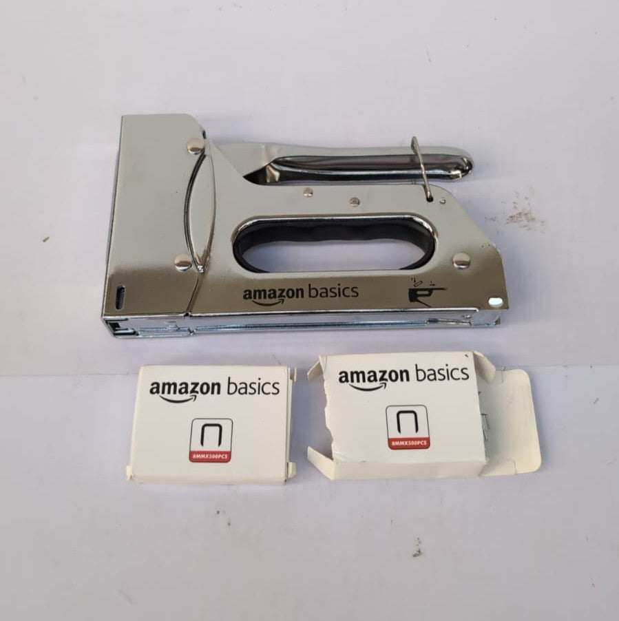 Amazon Basics Heavy Duty Stapler Gun with Staples, for Upholstery(pack damaged)