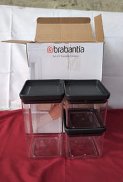 Brabantia Set of 3 Tasty+ Square Stackable Food (Dark Grey)(3PACK only)
