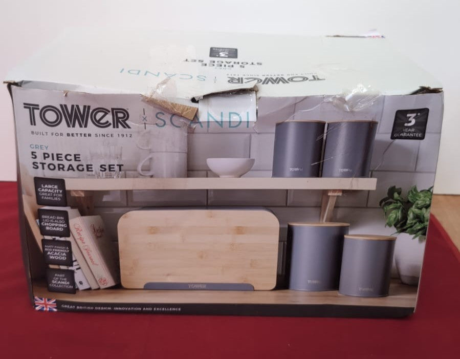 Tower Scandi Bamboo Storage (box damaged - surface blemish on front)