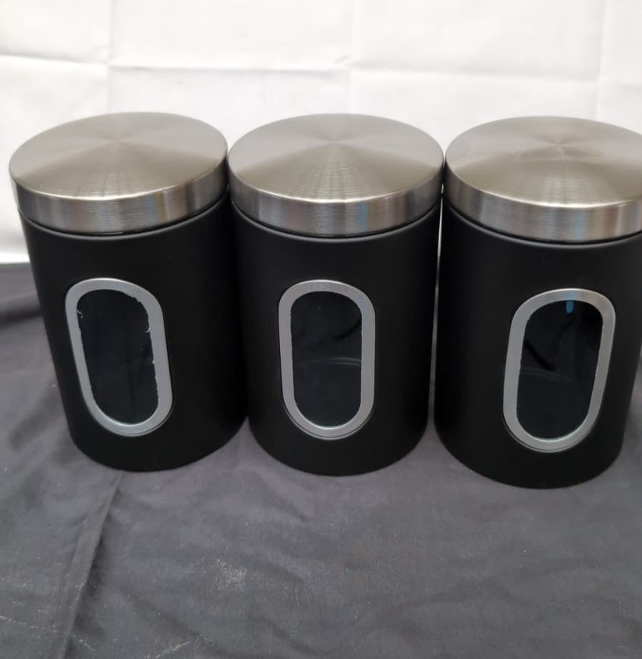 Tea Coffee Sugar Canisters , Set of 3 Kitchen Canister(box damaged small scuffs)