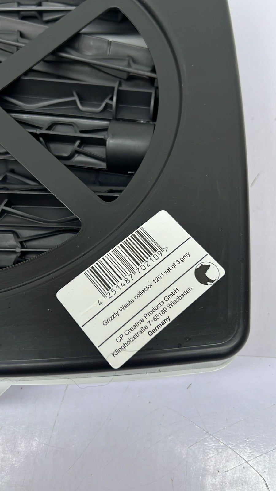 Grizzly bin bag holder, 1x rubbish bin with grey lid, height-adjustable