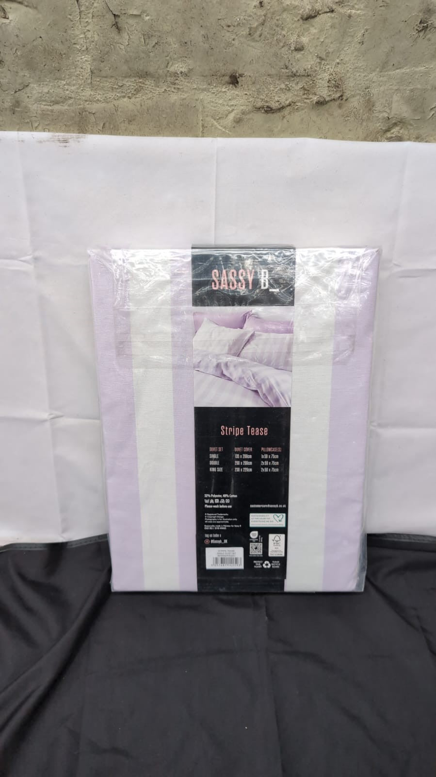 Sassy B Bedding Stripe Tease Reversible Single Duvet Cover Set w/Pillowcase