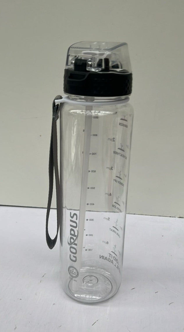 GOPPUS 1L/32oz Tritan Clear Water Bottle with Straw Leakproof Drink Bottle