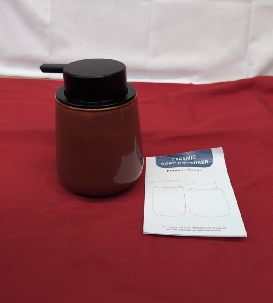 Maonie Ceramic Liquid Soap Dispenser 300 ml Matt Terracotta Red, Standard