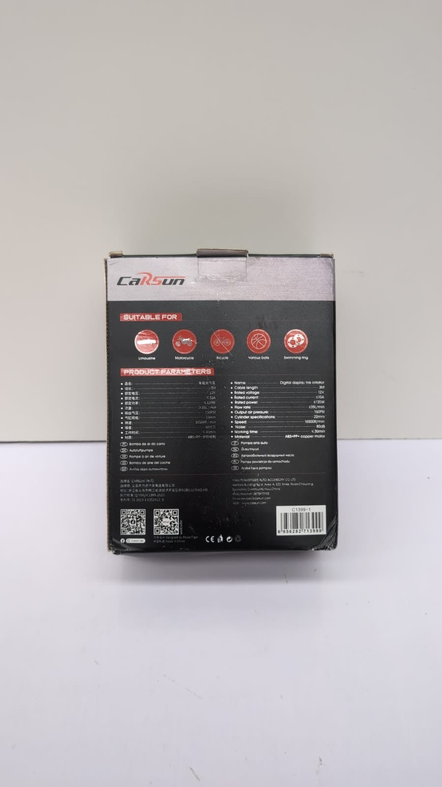 Digital Air Compressor for Car Auto Pump Portable Tire Inflator with LED Light