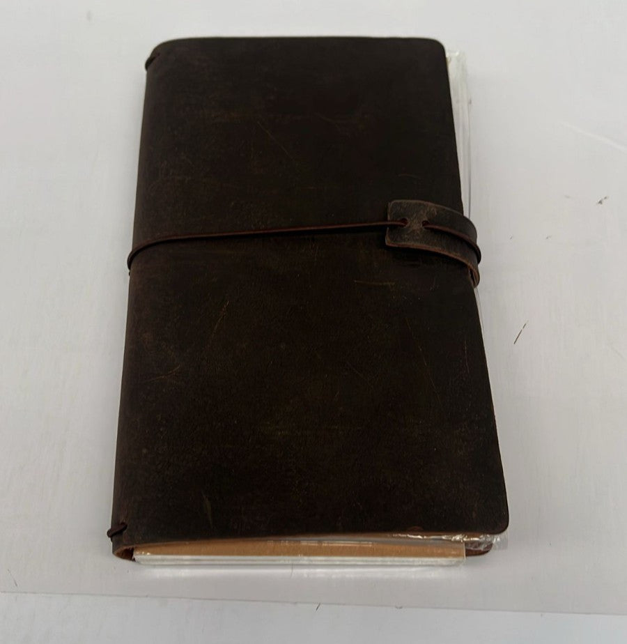 Leather Vintage Notebook with Elastic Closure and Card Pockets