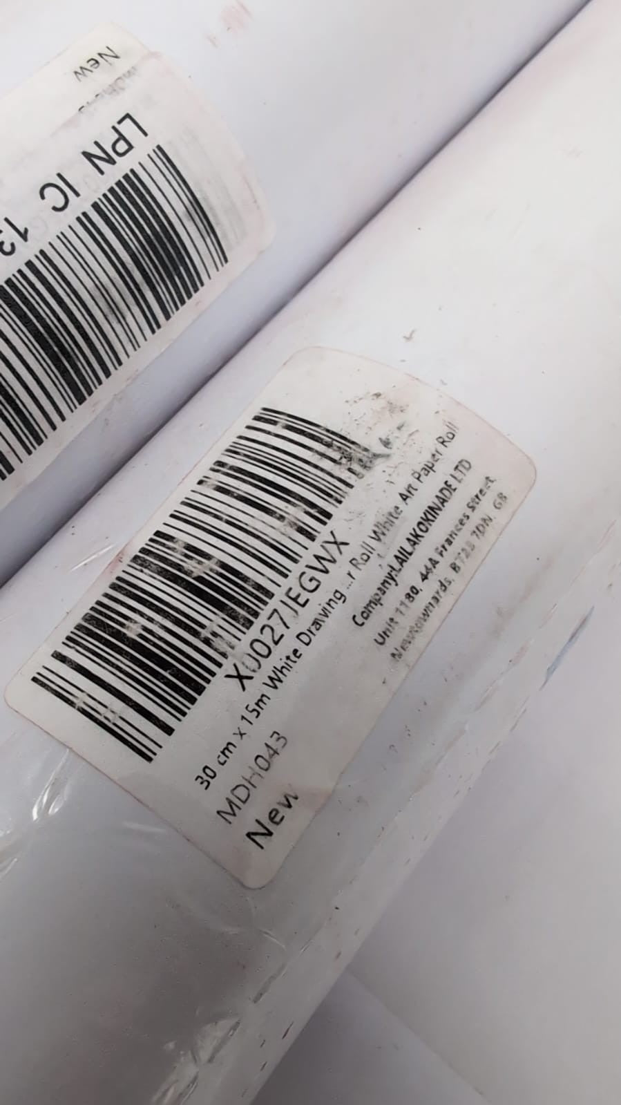 2 Rolls Drawing Paper Roll for Kids, 30 cm x 15cm White (packaging damaged)